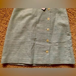 NWT Loft linen blend lined mini skirt, aqua colored with button accents.
